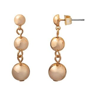 LC Lauren Conrad Gold Tone Clean Metal Ball Tiered Drop Earrings